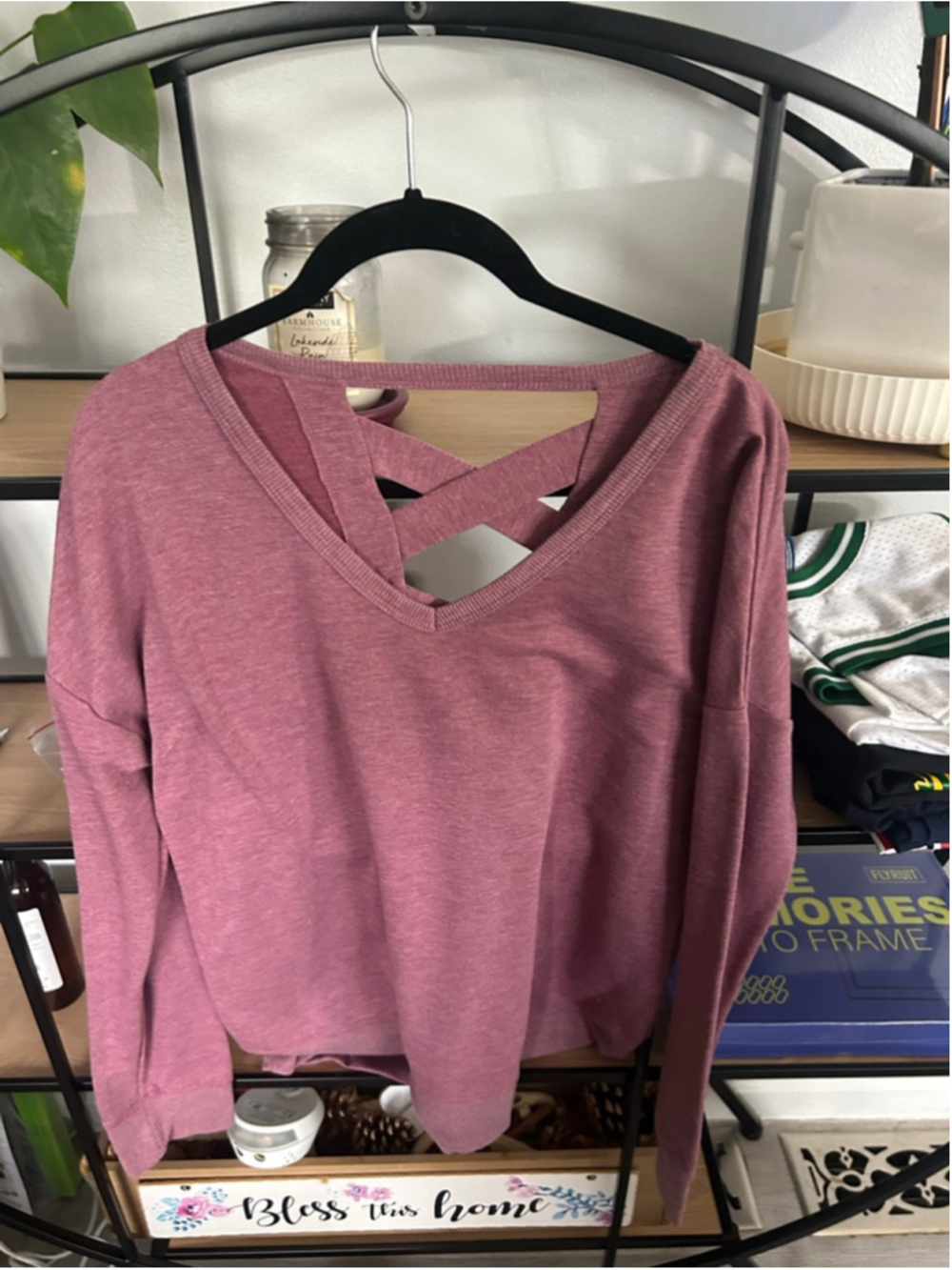 Women's Unbranded Pink Criss-Cross Back Crew Neck Sweater S